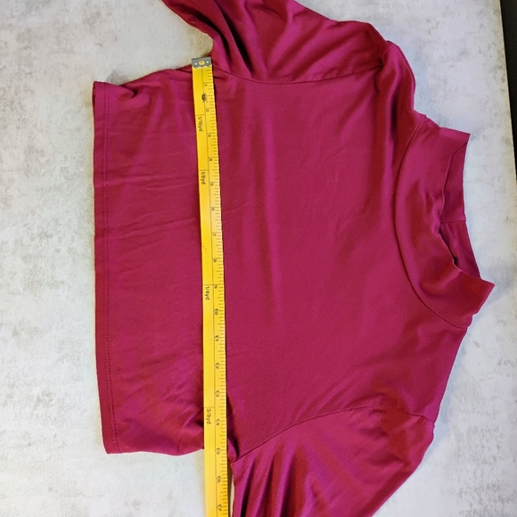 Free People Beach Long Sleeve Mock Neck Crop Top Burgundy Size Medium - Picture 10 of 11